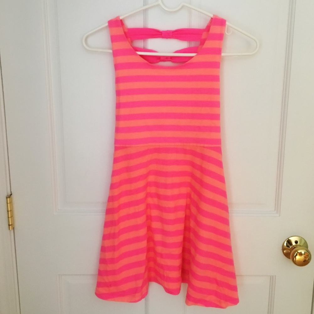 Pink & Orange Striped Fit And Flare Dress